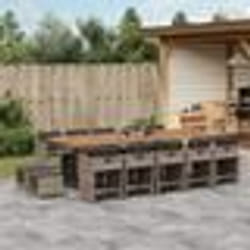 vidaXL Ensemble à manger de jardin 15 pcs coussins gris résine tressée