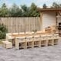 vidaXL Ensemble à manger de jardin et coussins 17 pcs beige