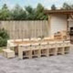 vidaXL Ensemble à manger de jardin et coussins 17 pcs beige