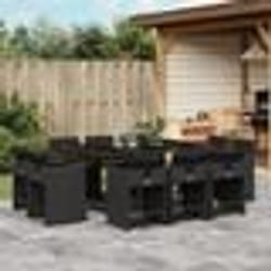 vidaXL Ensemble à manger de jardin 11 pcs coussins noir résine tressée