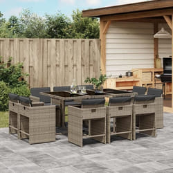 vidaXL Ensemble à manger de jardin 11pcs avec coussins gris poly rotin