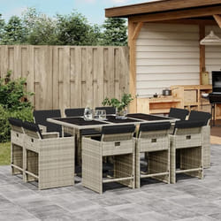 vidaXL Ensemble à manger de jardin 11pcs avec coussins gris poly rotin