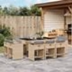 vidaXL Ensemble à manger de jardin et coussins 11 pcs mélange beige