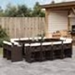 vidaXL Ensemble à manger de jardin avec coussins 13 pcs marron rotin