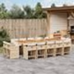 vidaXL Ensemble à manger de jardin et coussins 15 pcs beige