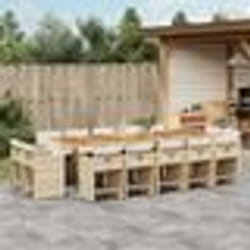 vidaXL Ensemble à manger de jardin et coussins 15 pcs beige
