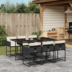 Vidaxl - Ensemble à manger de jardin coussins 7pcs Noir Résine tressée