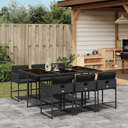 Vidaxl - Ensemble à manger de jardin coussins 7pcs Noir Résine tressée