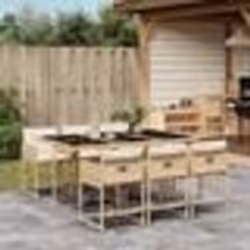 vidaXL Ensemble à manger de jardin et coussins 7 pcs beige poly rotin