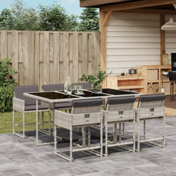 Ensemble à manger de jardin et coussins 7 pcs gris clair rotin - Vidaxl