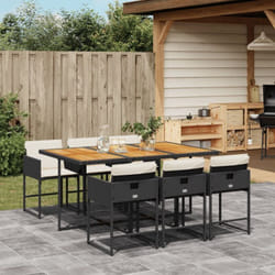 Ensemble à manger de jardin coussins 7pcs Noir Résine tressée - Vidaxl