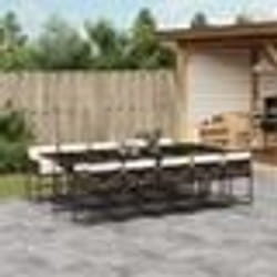 vidaXL Ensemble à manger de jardin et coussins 11 pcs marron rotin