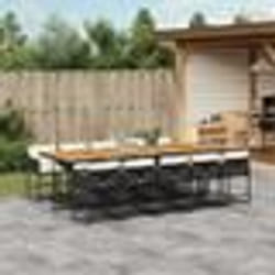 vidaXL Ensemble à manger de jardin 11 pcs coussins noir résine tressée
