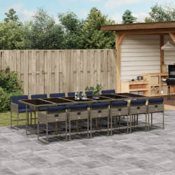 vidaXL Ensemble à manger de jardin avec coussins 13 pcs résine tressée