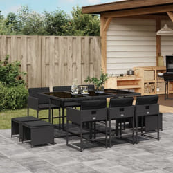 Vidaxl - Ensemble à manger de jardin 11 pcs coussins noir résine tressée