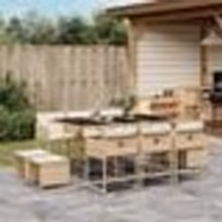 vidaXL Ensemble à manger de jardin et coussins 11 pcs beige poly rotin