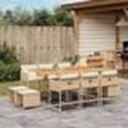 vidaXL Ensemble à manger de jardin et coussins 11 pcs beige poly rotin