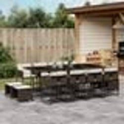 vidaXL Ensemble à manger de jardin avec coussins 13 pcs marron rotin