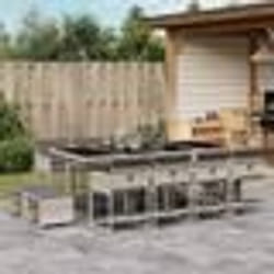 vidaXL Ensemble à manger de jardin et coussins 13 pcs gris clair rotin