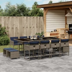 vidaXL Ensemble à manger de jardin avec coussins 13 pcs résine tressée