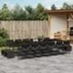 vidaXL Ensemble à manger de jardin 17 pcs coussins noir résine tressée