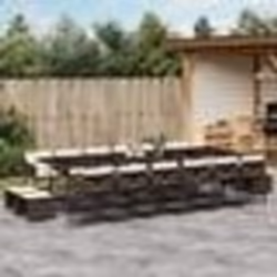 vidaXL Ensemble à manger de jardin et coussins 17 pcs marron rotin
