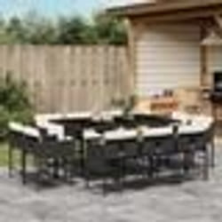 vidaXL Ensemble à manger de jardin 11 pcs coussins noir résine tressée