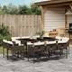 vidaXL Ensemble à manger de jardin et coussins 11 pcs marron rotin