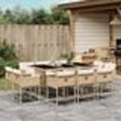 vidaXL Ensemble à manger de jardin et coussins 11 pcs beige poly rotin