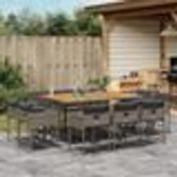 vidaXL Ensemble à manger de jardin 11pcs avec coussins gris poly rotin