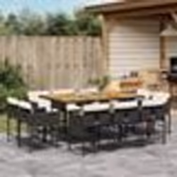vidaXL Ensemble à manger de jardin 11 pcs coussins noir résine tressée