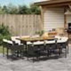 vidaXL Ensemble à manger de jardin 11 pcs coussins noir résine tressée