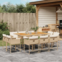 Vidaxl - Ensemble à manger de jardin et coussins 11 pcs beige poly rotin