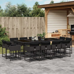 Ensemble à manger de jardin 13 pcs coussins noir résine tressée Vidaxl