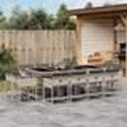 vidaXL Ensemble à manger de jardin et coussins 13 pcs gris clair rotin