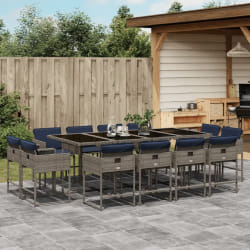 vidaXL Ensemble à manger de jardin avec coussins 13 pcs résine tressée