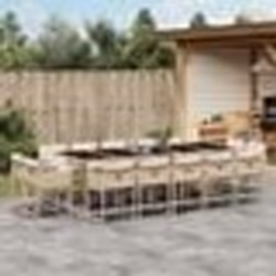 vidaXL Ensemble à manger de jardin et coussins 15 pcs beige