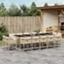 vidaXL Ensemble à manger de jardin et coussins 15 pcs beige