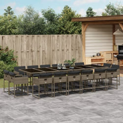 Ensemble à manger de jardin 17 pcs et coussins résine tressée Vidaxl
