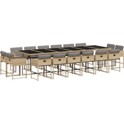 vidaXL Ensemble à manger de jardin et coussins 17 pcs mélange beige