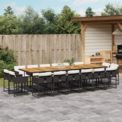 Ensemble à manger de jardin 17 pcs coussins noir résine tressée Vidaxl
