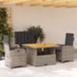 vidaXL Ensemble à manger jardin 4pcs et coussins Gris Résine tressée