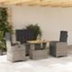 vidaXL Ensemble à manger jardin 4pcs et coussins Gris Résine tressée