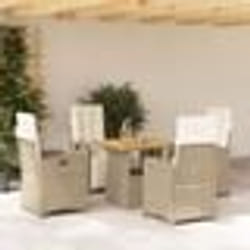 vidaXL Ensemble à manger de jardin avec coussins 5pcs Beige poly rotin