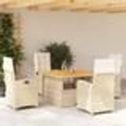 vidaXL Ensemble à manger de jardin avec coussins 5pcs Beige poly rotin