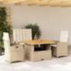 vidaXL Ensemble à manger de jardin coussins 4 pcs beige résine tressée