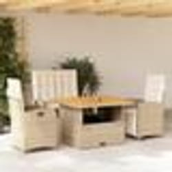 vidaXL Ensemble à manger de jardin coussins 4 pcs beige résine tressée