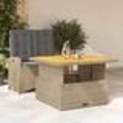 vidaXL Ensemble à manger de jardin et coussins 2 pcs beige poly rotin
