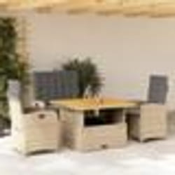 vidaXL Ensemble à manger de jardin coussins 4 pcs beige résine tressée