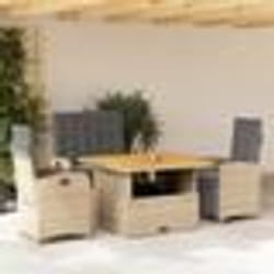 vidaXL Ensemble à manger de jardin coussins 4 pcs beige résine tressée
